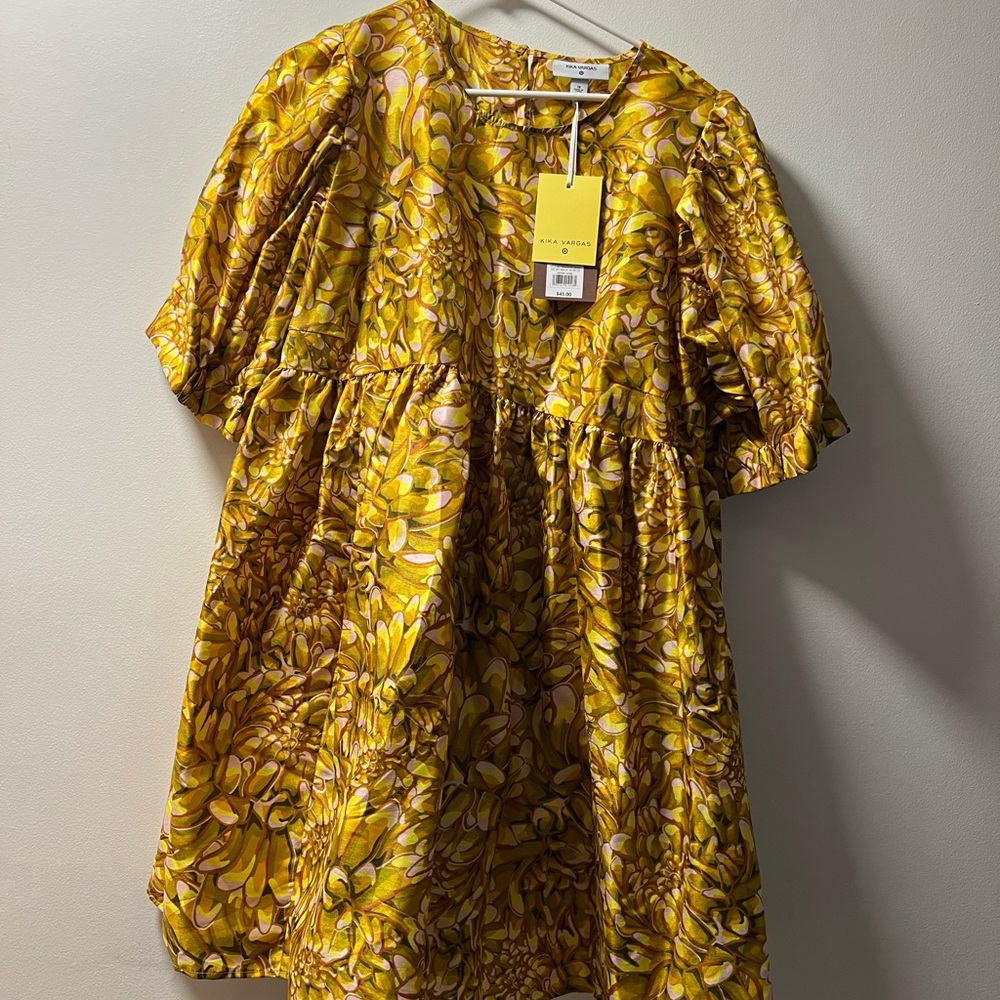 Kika Vargas Yellow Puff Sleeve Sundress